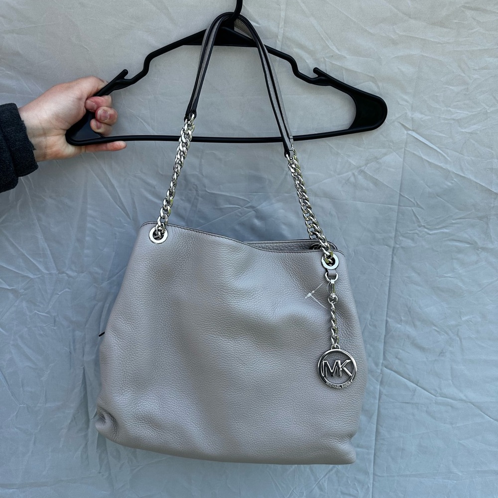 Michael Kors Gray Leather Tote Bag